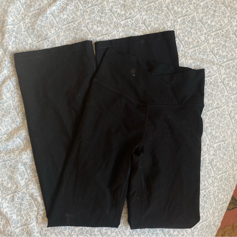 Abercrombie & Fitch YPB Sculpt Activewear Crossover Waist Black Flare Leggings